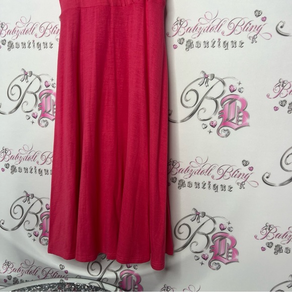 Rebel sugar dress pink red bow tie up ribbon π vneck stretchy and flowy - Picture 5 of 6